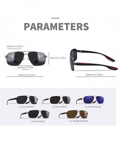 Square Square Frame Polarized Sunglasses for Men TR90 Elastic Leg UV400 - C4gun Gray - CZ199HXC5T2 $24.67