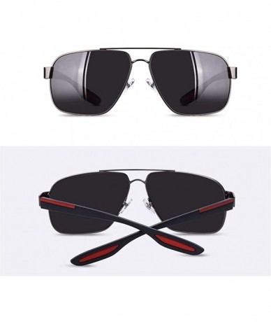 Square Square Frame Polarized Sunglasses for Men TR90 Elastic Leg UV400 - C4gun Gray - CZ199HXC5T2 $24.67