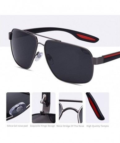 Square Square Frame Polarized Sunglasses for Men TR90 Elastic Leg UV400 - C4gun Gray - CZ199HXC5T2 $24.67