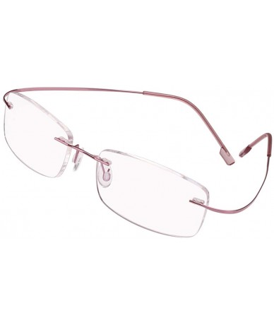 Square Memory Titanium Frameless Lightweight Reading Glasses Hingeless Flexibled Frames for Mens Womens - Pink - CV18QQHRMRO ...