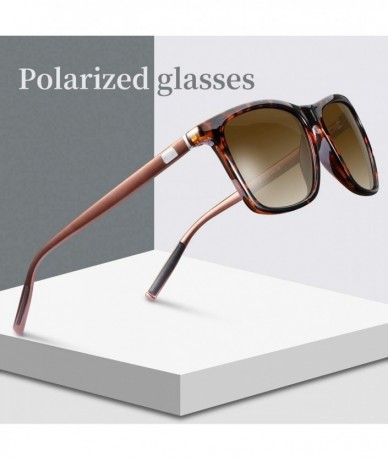 Rectangular Polarized Sunglasses Driving Blocking Eyeglasses - Brown - C818YTGWA2Y $24.37