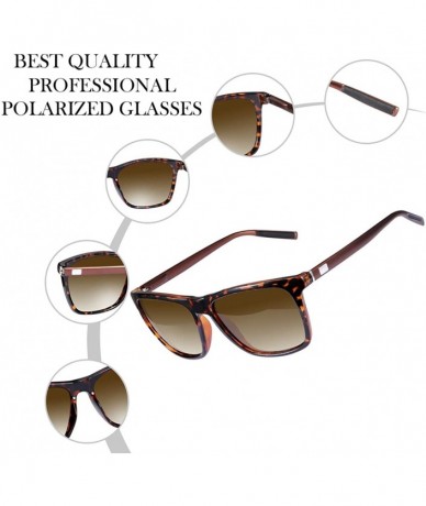 Rectangular Polarized Sunglasses Driving Blocking Eyeglasses - Brown - C818YTGWA2Y $24.37