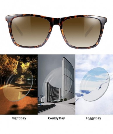 Rectangular Polarized Sunglasses Driving Blocking Eyeglasses - Brown - C818YTGWA2Y $24.37