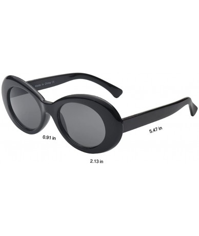 Rectangular Clout Goggles Oval Mod Retro Thick Frame Kurt Cobain Sunglasses with Round Lens - Black - C4180OD9KW6 $23.77