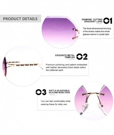 Oversized Trendy Oversized Rimless Diamond Cutting lens Sunglasses For women UV400 - Gradient Purple Lens - CC18N0CXIUI $30.30