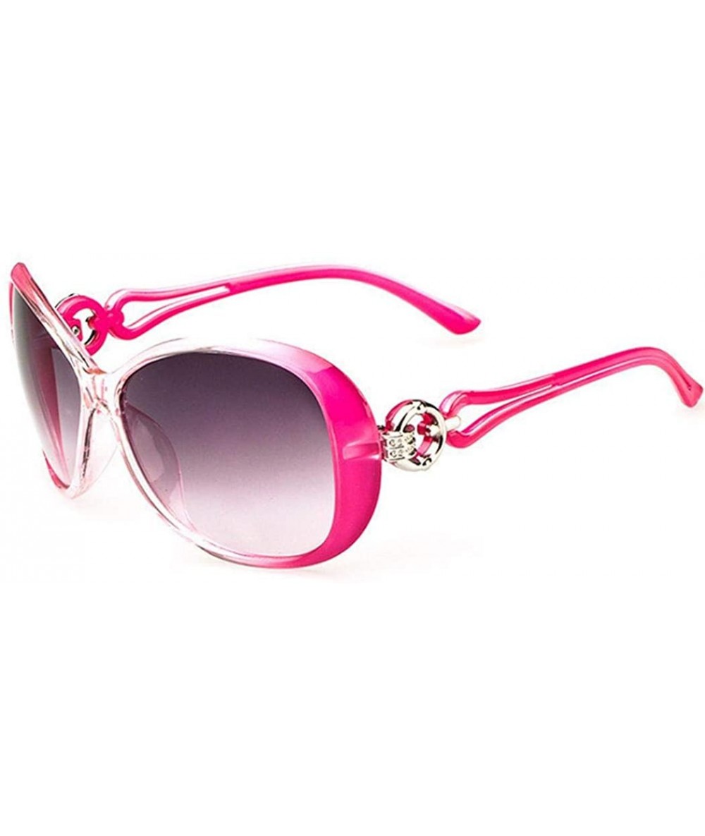 Oval Women Fashion Oval Shape UV400 Framed Sunglasses Sunglasses - Rose Red - CJ18W2M47LL $16.66