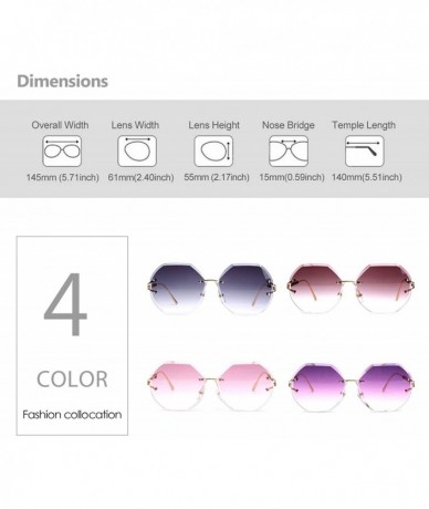 Oversized Trendy Oversized Rimless Diamond Cutting lens Sunglasses For women UV400 - Gradient Purple Lens - CC18N0CXIUI $30.30