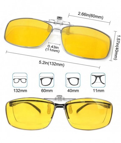 Rectangular Polarized Clip-on Sunglasses Mens/Womens Flip-Up Sun Lenses fit Outdoor Sports - Night Vision - C018SOLQ34T $25.38