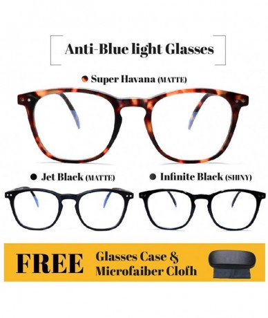 Rectangular blue light blocking (Anti Bluelight) glasses 50mm unisex For Men And Women (Square) - Jet Black - CL1983KLH99 $53.27