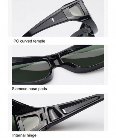 Rectangular Polarized Rectangular Glasses Sunglasses Protection - Grey Frame Blue Lens - CD18RXWWKA5 $28.32