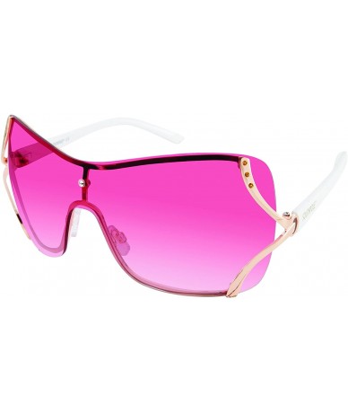 Shield Women's 454SP Rimless Rhinestone Shield Sunglasses with 100% UV Protection - 60 mm - Rose Gold - CC180Z6LLIG $34.57