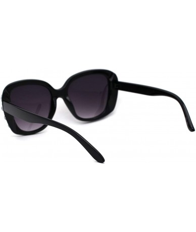 Square Womens Large Rhinestone Jewel Trim Butterfly Diva Sunglasses - Black Smoke - CL196245U8E $22.69