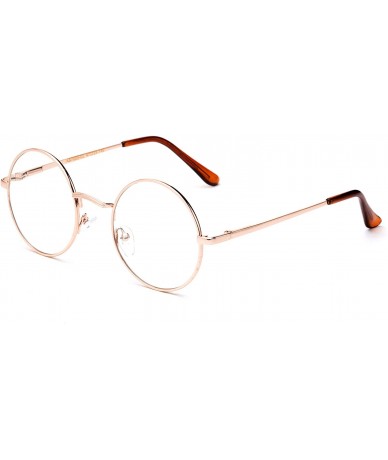 Round John Lennon Glasses Hippy 60's Vintage Retro Round Sunglasses & Clear Lens - Clear Lens - Gold - CQ11KW0OINF $18.34