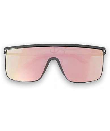 Oval Oversized Flat Top Square VINTAGE RETRO SHIELD VISOR Style Aviator SUNGLASSES - Black Pink - CX18NZD49UN $27.31