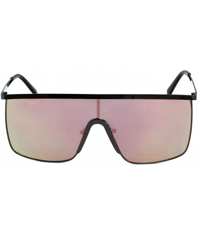 Oval Oversized Flat Top Square VINTAGE RETRO SHIELD VISOR Style Aviator SUNGLASSES - Black Pink - CX18NZD49UN $27.31