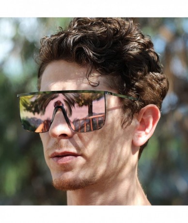 Oval Oversized Flat Top Square VINTAGE RETRO SHIELD VISOR Style Aviator SUNGLASSES - Black Pink - CX18NZD49UN $27.31