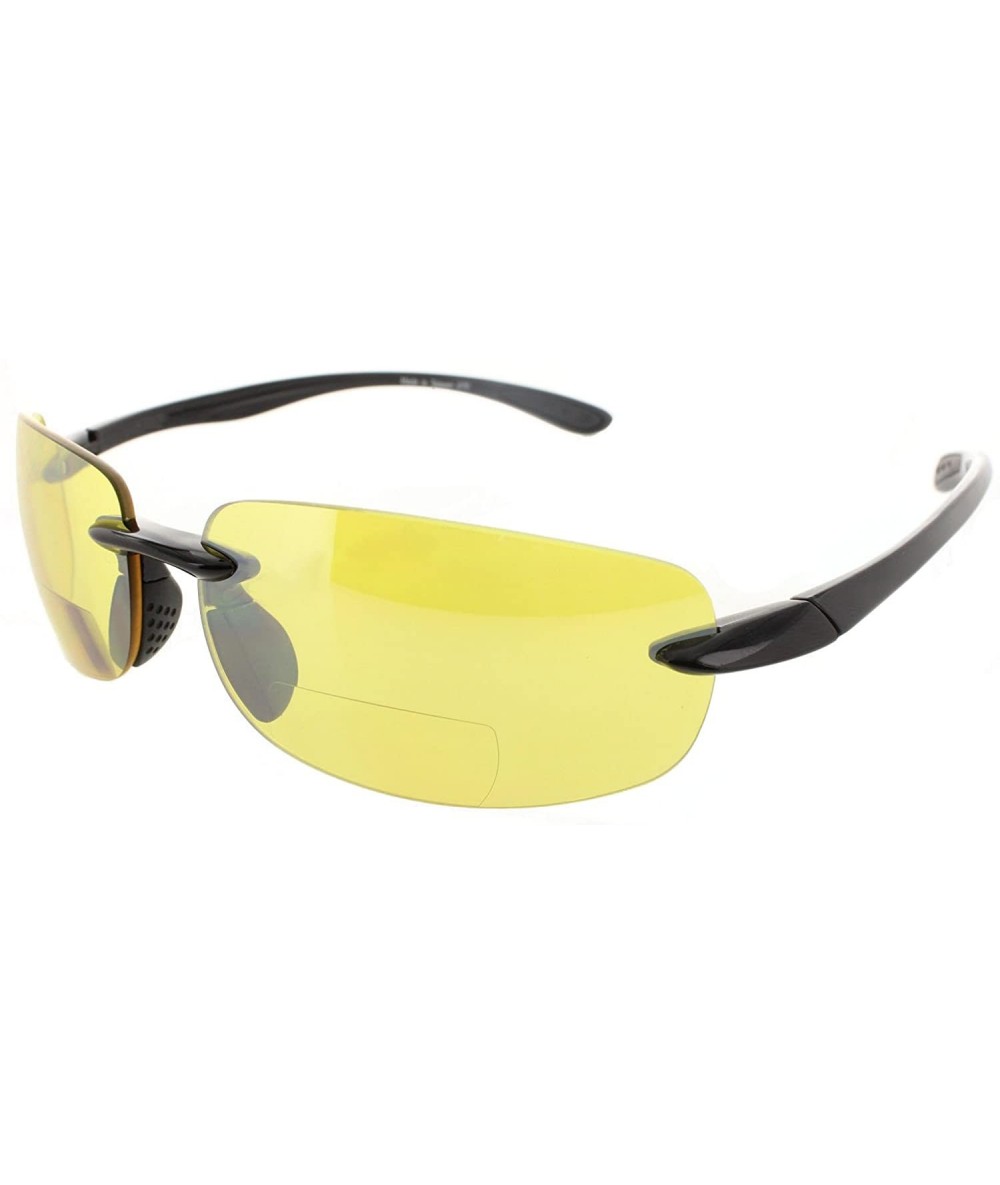 Semi-rimless Island Bifocal Sunglasses Rimless Readers - Non-polarized Black Frame/Yellow Night Driving Lens - CB11X6ZGENP $4...