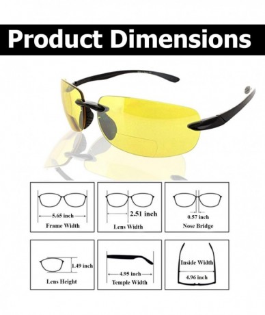 Semi-rimless Island Bifocal Sunglasses Rimless Readers - Non-polarized Black Frame/Yellow Night Driving Lens - CB11X6ZGENP $4...