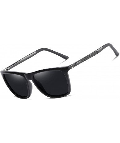 Square Polarized Square Sunglasses for Men Vintage PC Frame Driving UV400 Protection - Black Black - C518ROHK93X $35.87