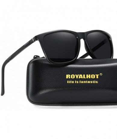 Square Polarized Square Sunglasses for Men Vintage PC Frame Driving UV400 Protection - Black Black - C518ROHK93X $35.87