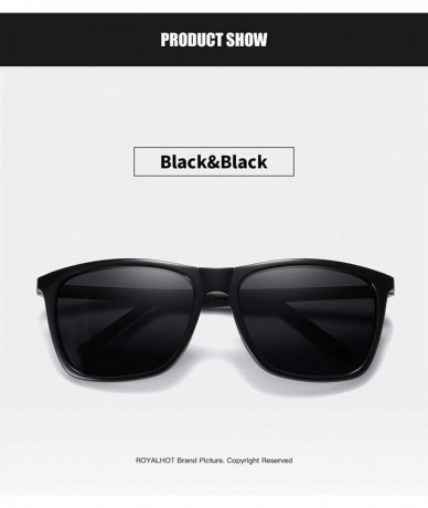 Square Polarized Square Sunglasses for Men Vintage PC Frame Driving UV400 Protection - Black Black - C518ROHK93X $35.87