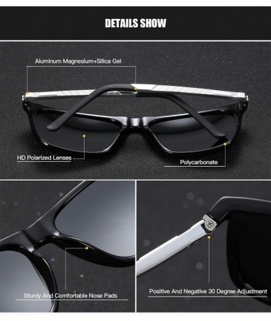 Square Polarized Square Sunglasses for Men Vintage PC Frame Driving UV400 Protection - Black Black - C518ROHK93X $35.87