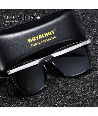 Square Polarized Square Sunglasses for Men Vintage PC Frame Driving UV400 Protection - Black Black - C518ROHK93X $35.87