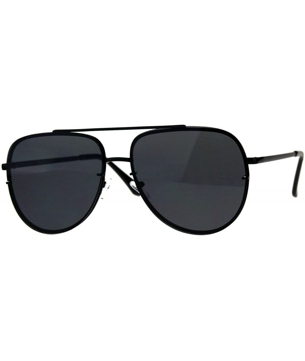 Aviator Womens Fashion Sunglasses Flat Top Squared Pilot Aviator Shades UV 400 - Black (Black) - CN18D6CQCEQ $22.44