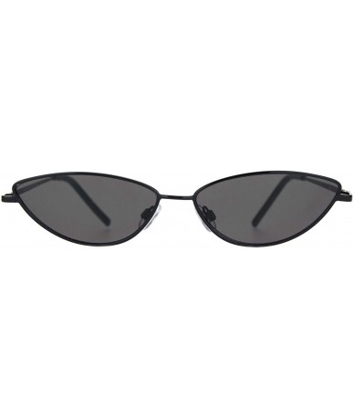 Cat Eye Womens Vintage Style Narrow Metal Rim Cat Eye Sunglasses - All Black - CE18NH95MW2 $23.20