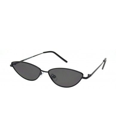 Cat Eye Womens Vintage Style Narrow Metal Rim Cat Eye Sunglasses - All Black - CE18NH95MW2 $23.20