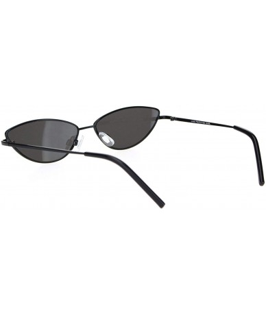 Cat Eye Womens Vintage Style Narrow Metal Rim Cat Eye Sunglasses - All Black - CE18NH95MW2 $23.20