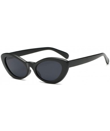 Round Fashion Oval Round Retro Sun glasses Color Plastic Lenses Sunglasses - Black - C418NS8L9IL $17.90