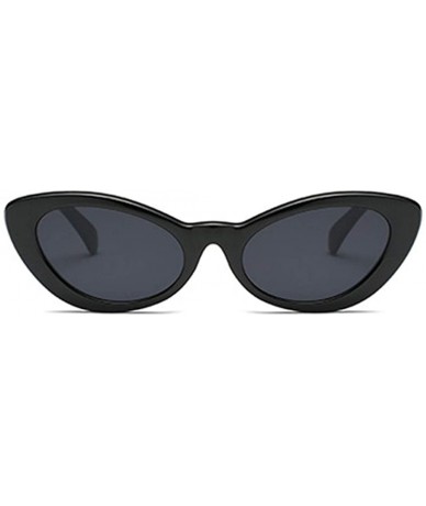 Round Fashion Oval Round Retro Sun glasses Color Plastic Lenses Sunglasses - Black - C418NS8L9IL $17.90