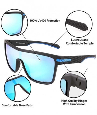 Square Polarized Sports Sunglasses for Men Vintage Square Cycling Running Fishing Golf Glasses - Blue - CO196M5806O $29.74