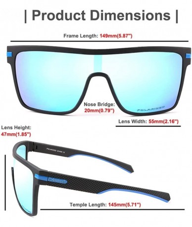 Square Polarized Sports Sunglasses for Men Vintage Square Cycling Running Fishing Golf Glasses - Blue - CO196M5806O $29.74