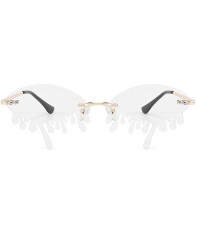 Square Fashion Sunglasses Women Men Rimless Tears Shape Street Eyeglasses Shades - F - CT190OIX3AS $17.50