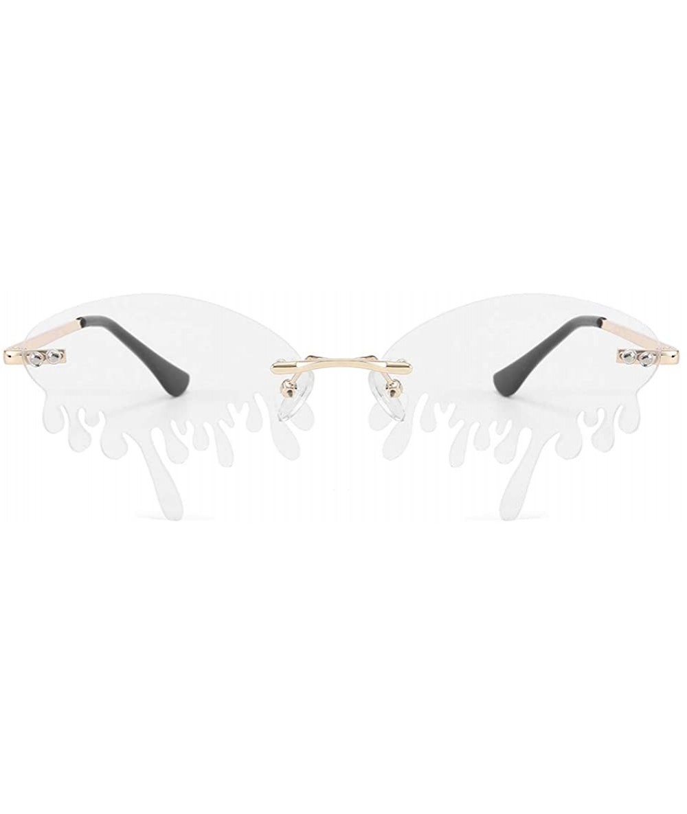 Square Fashion Sunglasses Women Men Rimless Tears Shape Street Eyeglasses Shades - F - CT190OIX3AS $17.50