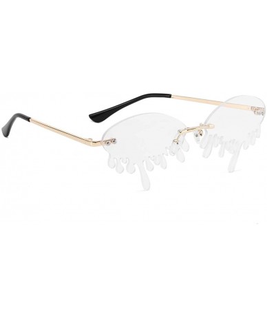 Square Fashion Sunglasses Women Men Rimless Tears Shape Street Eyeglasses Shades - F - CT190OIX3AS $17.50