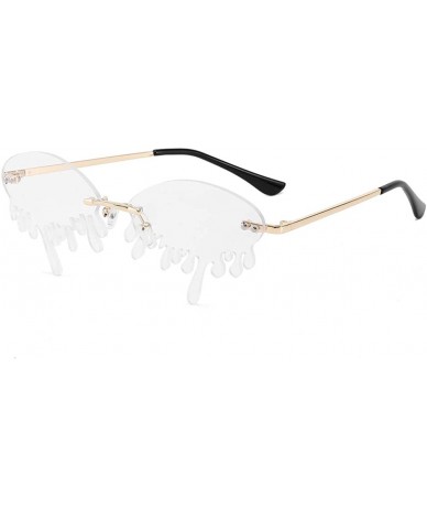 Square Fashion Sunglasses Women Men Rimless Tears Shape Street Eyeglasses Shades - F - CT190OIX3AS $17.50