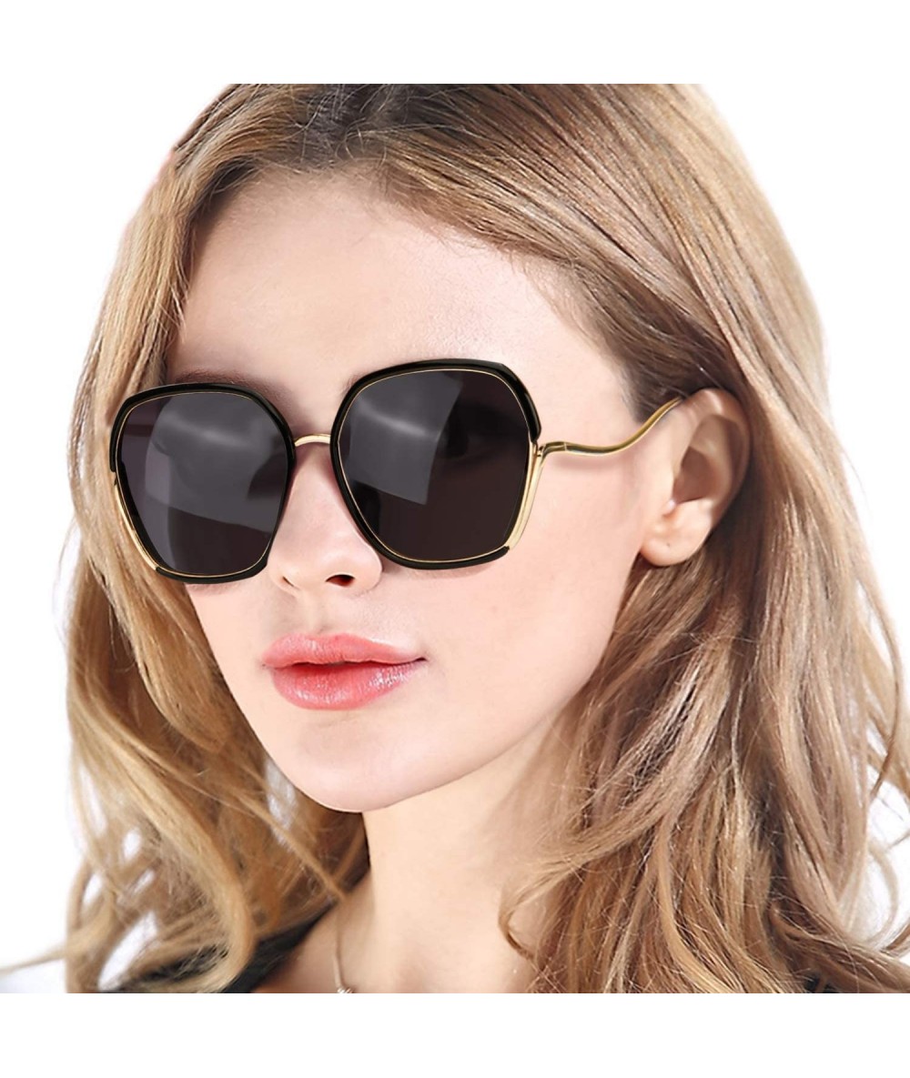 Square Oversized Mirrored Sunglasses for Women Polarized-Square Womens Sunglasses UV Protection - CQ18UXGNDCT $20.82