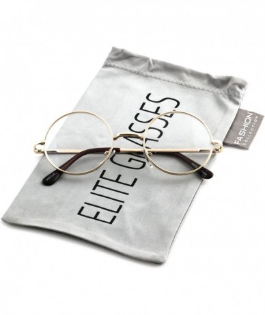 Round Non-Prescription Lennon Style Round Circle Frame Clear Lens Metal frame Glasses - Gold - CT17X6COEWC $18.05