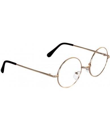 Round Non-Prescription Lennon Style Round Circle Frame Clear Lens Metal frame Glasses - Gold - CT17X6COEWC $18.05