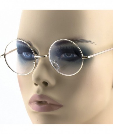 Round Non-Prescription Lennon Style Round Circle Frame Clear Lens Metal frame Glasses - Gold - CT17X6COEWC $18.05