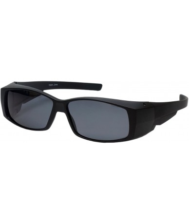 Sport Comfortable Polarized Fitover Sunglasses Wear-Over your Readers (7666PL) - Matte Black - CL12ODJPI9E $19.35