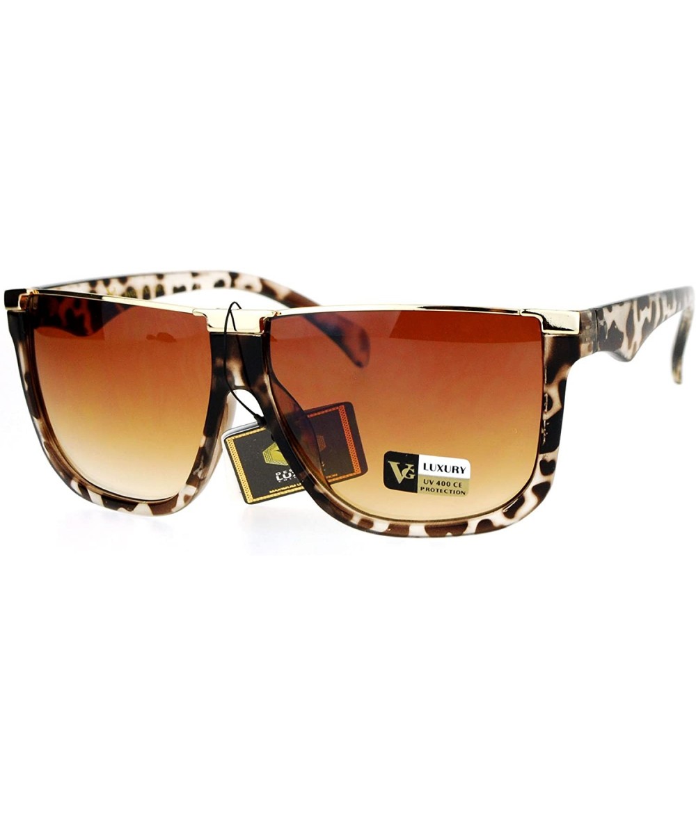 Rectangular Womens Flat Top Mob Rectangular Metal Bridge Diva Fashion Plastic Sunglasses - Tortoise Gold - CX12O4XGML8 $22.11