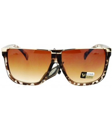 Rectangular Womens Flat Top Mob Rectangular Metal Bridge Diva Fashion Plastic Sunglasses - Tortoise Gold - CX12O4XGML8 $22.11