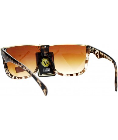 Rectangular Womens Flat Top Mob Rectangular Metal Bridge Diva Fashion Plastic Sunglasses - Tortoise Gold - CX12O4XGML8 $22.11