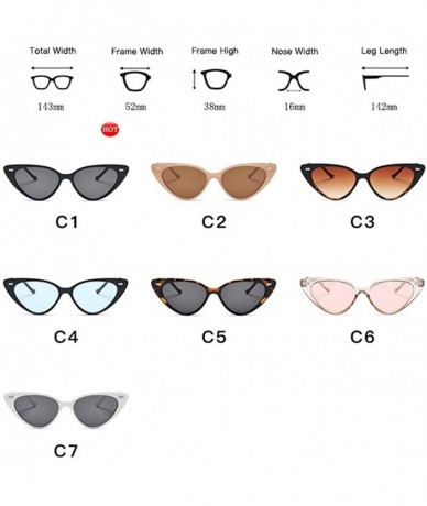 Cat Eye Woman Rivet Cat Eye Sunglasses Small Triangle Sun Glasses Female Shade Sexy Party Eyewear UV400 - C2tea Tea - C11902N...