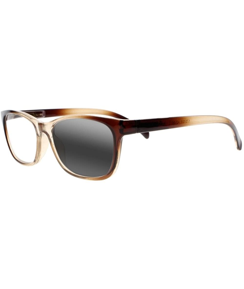 Rectangular Classic Tinted Gradient Nerd Transition Photochromic Reading Glasses UV400 Sunglasses - Brown - CR18EGE0HK8 $34.24