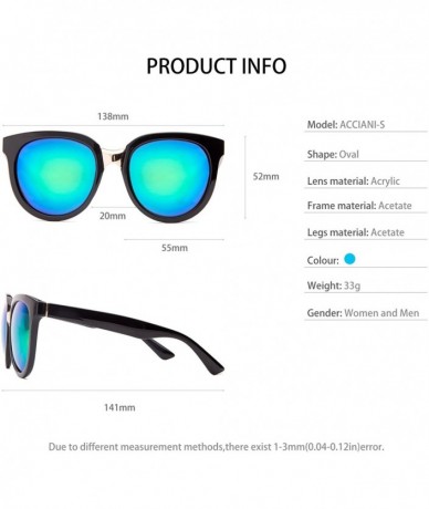 Oval Classic Cat Eye Polaroid Lens Sunglasses Acetate Frame with Spring Hinges for women - D-blue Green - CR18G43YWI2 $27.57